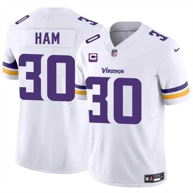 Men & Women & Youth Minnesota Vikings #30 C.J. Ham White 2024 F.U.S.E. With 4-Star C Patch Vapor Untouchable Limited Stitched Jersey->minnesota vikings->NFL Jersey